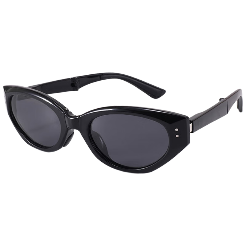 Cuntiandaofu Sunglasses, Foldable Sunglasses, GM Sunglasses, Polarized Sunglasses for Women, High-End Look, Slimming Effect, Twilight Black