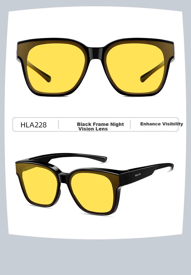 HLA Day And Night Polarized Clip-On Sunglasses with Color-Changing Lenses, UV Protection Sunglasses for Men, Driving-Specific Glasses, Myopia-Friendly Sunglasses for Wome 11