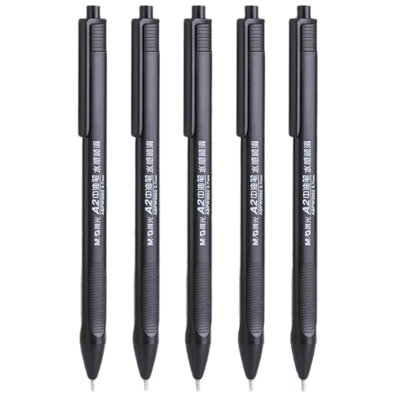 M&G Water-Based Smooth Ballpoint Pen, Medium Oil Pen, 0.7mm Bullet Tip, Soft Rubber Grip, Retractable Pen, Student Office Supplies, Black, 40 Pieces/box, ABPW3002B, Back to School