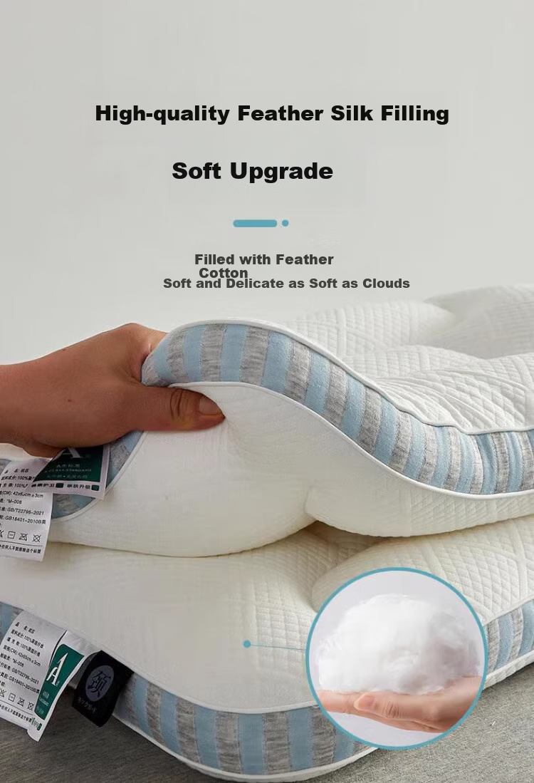 YALU&FREEDOM Pillow Neck Support Deep Sleep Cervical Pillow Core Adult Sleeping Specialized Anti-Pull SPA Memory Pillow Blue 5