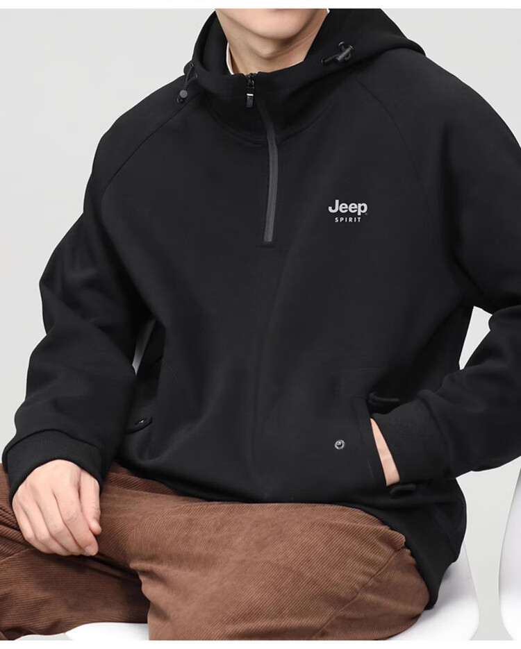 JEEP SPIRIT Men's Hoodie Jacket, Autumn Long-Sleeve T-Shirt, American-Style Casual Base Layer, Trendy Clothing 9
