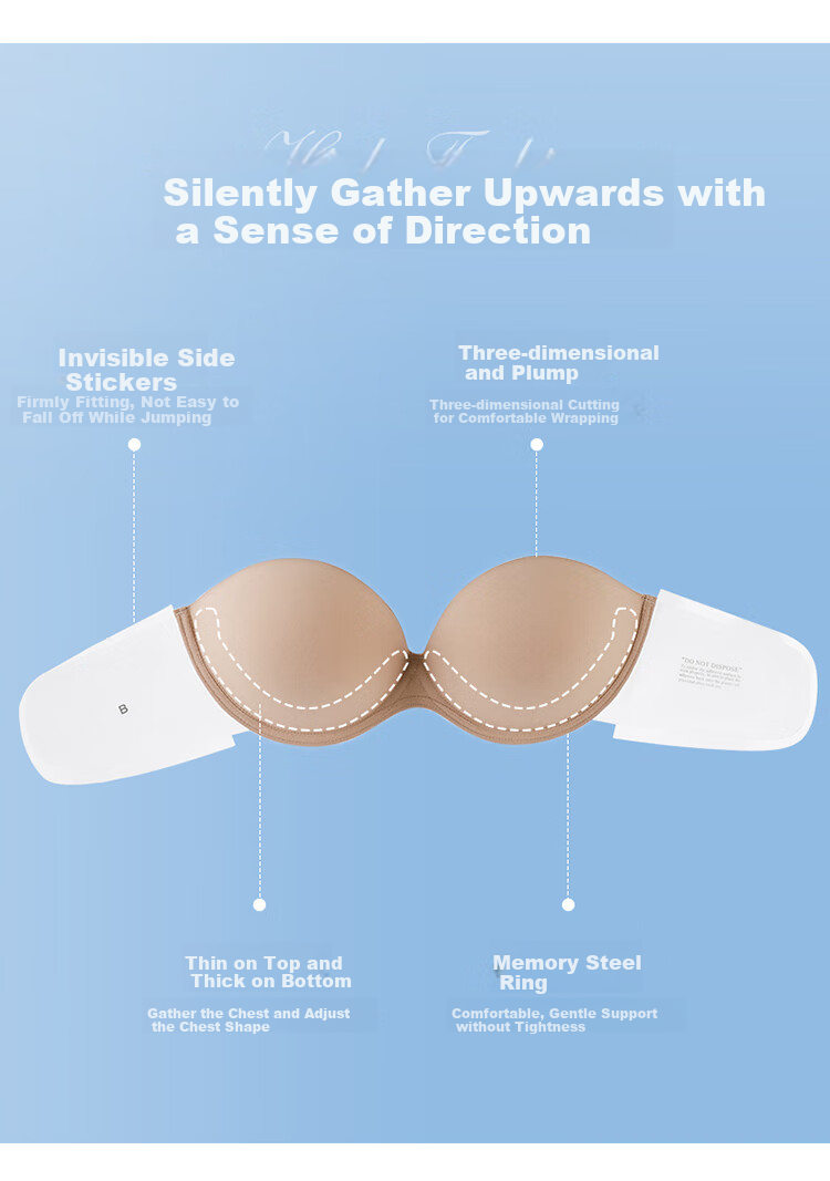 LangSha Breast Petals Adhesive Bra for Women, Summer Large Breast Strapless Bra, Wedding Dress Formal Wear, Small Chest Push-Up Invisible Lift 2