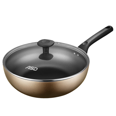 ASD Non-Stick Wok with Coating, Stir-Fry Pan, Frying Pan for Home Use, 28cm, Gas Stove Specific, Champagne Gold, JL28G2WG-K