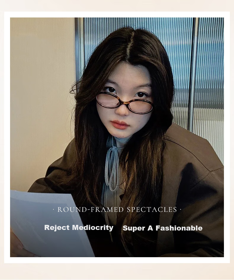 LOHO Oval Small Frame Glasses for Nearsighted Women, with Prescription Zeiss Lenses, Anti-Blue Light, Korean Style, Bare Face 6