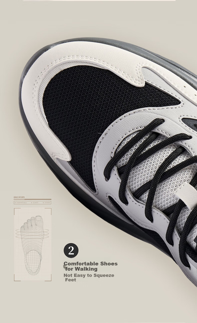 ERKE Men's Shoes, Spring New Lightweight Casual Shoes, Soft Sole Non-Slip Dad Shoes, Shock-Absorbing Wear-Resistant Sneakers | Kuanglan 3 15