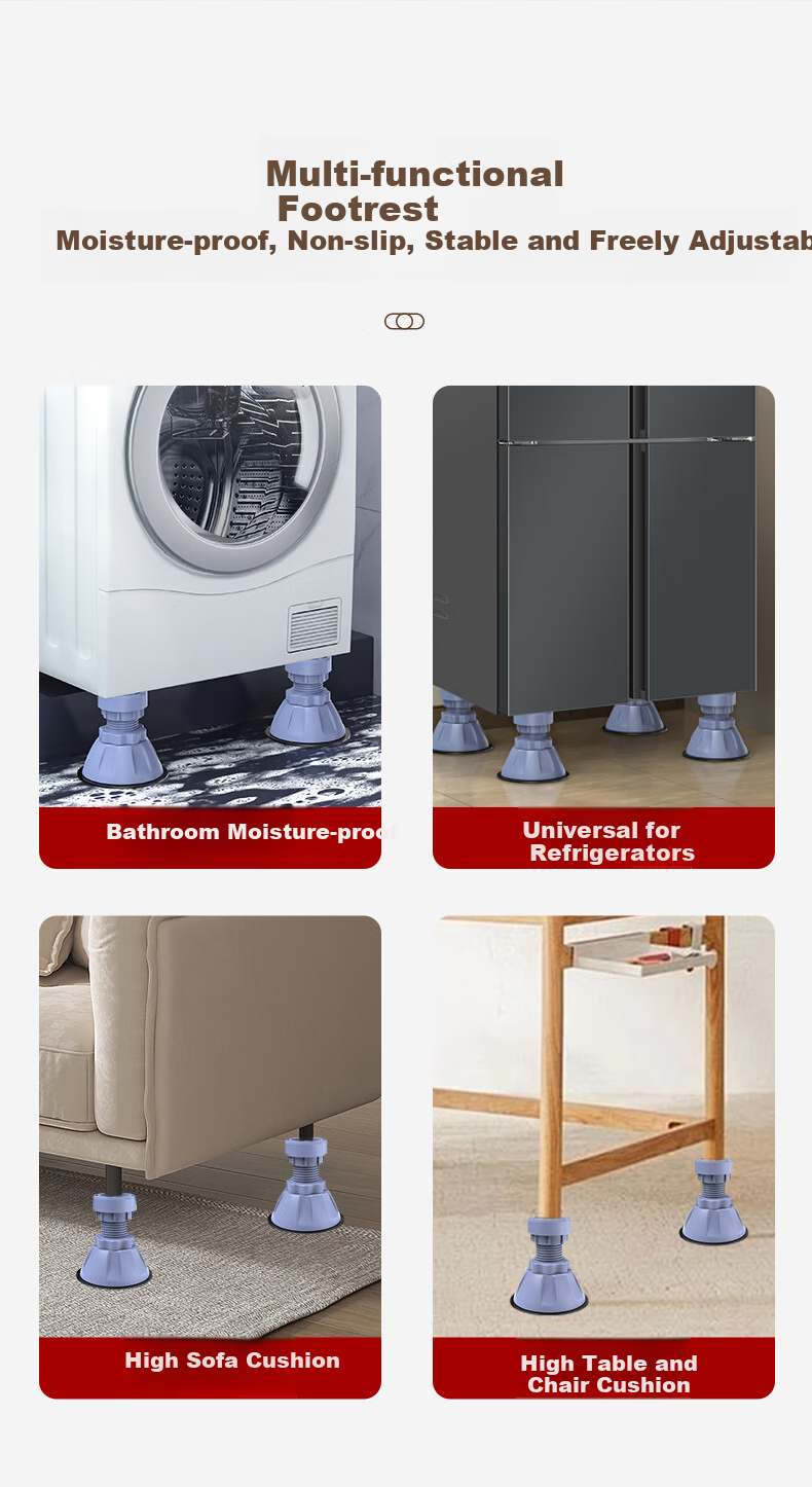Xizhouyeyu Washing Machine Foot Pad, Height-Increasing Base Stand, Universal for Automatic Top-Loading And Front-Loading Machines, Anti-Vibration, Non-Slip, Adjustable Height-Raising, Suitable for Haier And Xiaotianye Models 8