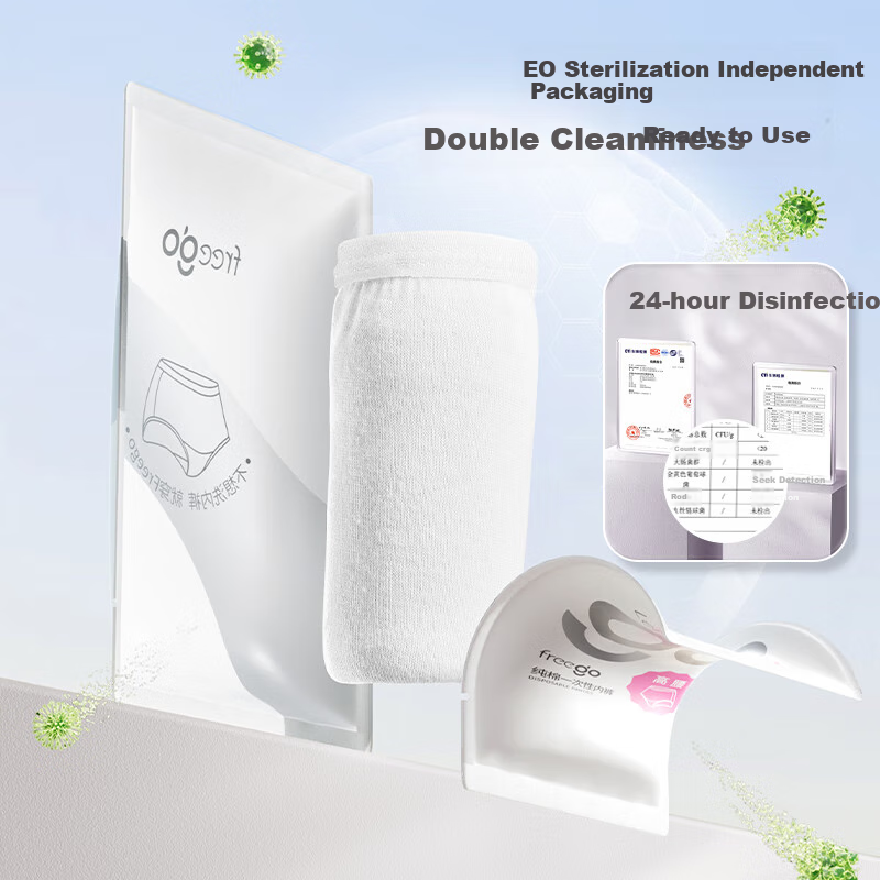 Freego High Waist Disposable Cotton Sterilized Postpartum Shorts for C-section Maternity Women's Non-washable Daily Throwaway White M