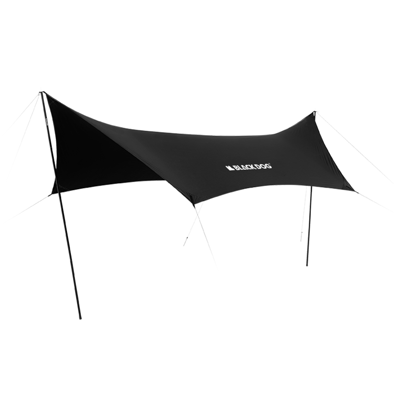 Black Dog Butterfly-Shaped Black Tarpaulin Canopy, Outdoor Camping Tent, Sunshade, UV Protection, Rainproof, Cool Shelter, 27㎡ (10-16 People)