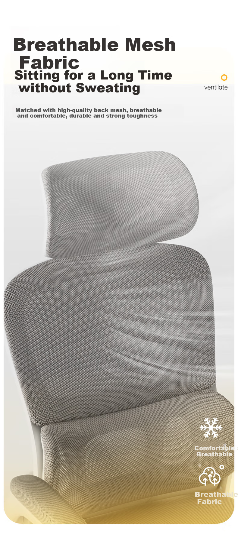 Deli Fold Series Ergonomic Double Back Chair, Armrest Folding Bedroom Storage Home Chair, Gray 6
