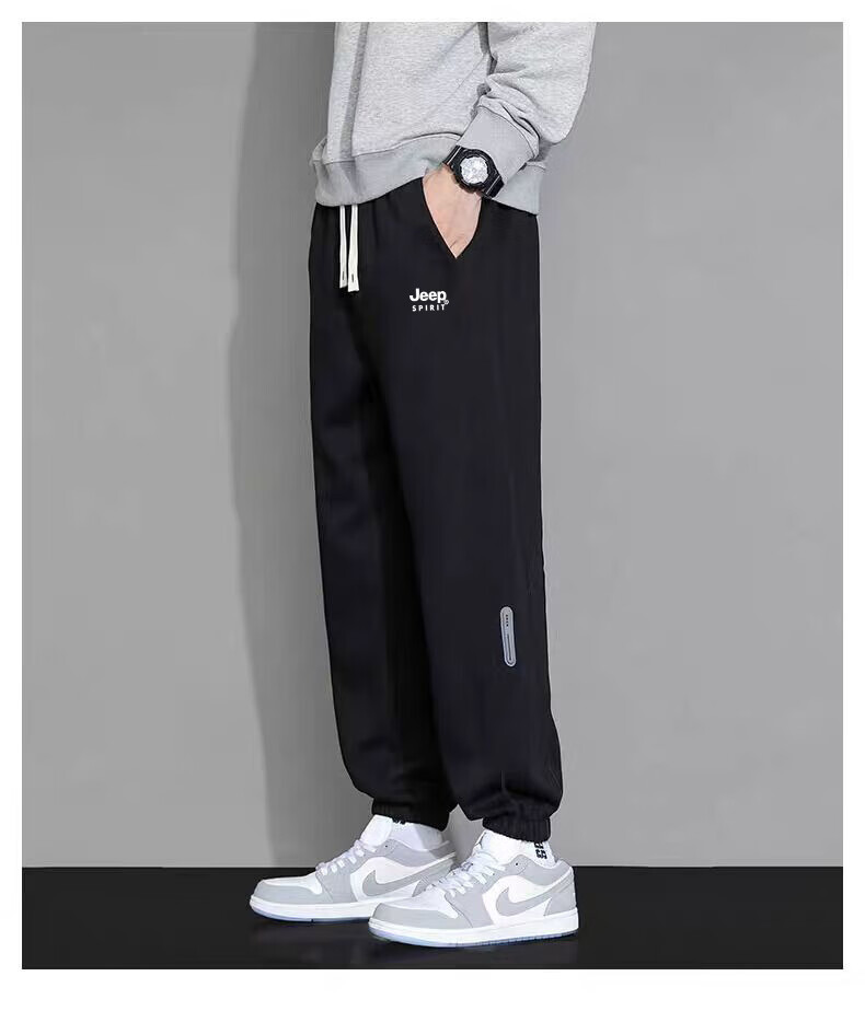 JEEP SPIRIT Men's Sweatpants, Summer Loose-Fit Joggers, Casual Pants, Versatile Comfortable Trousers, Black, XL 12