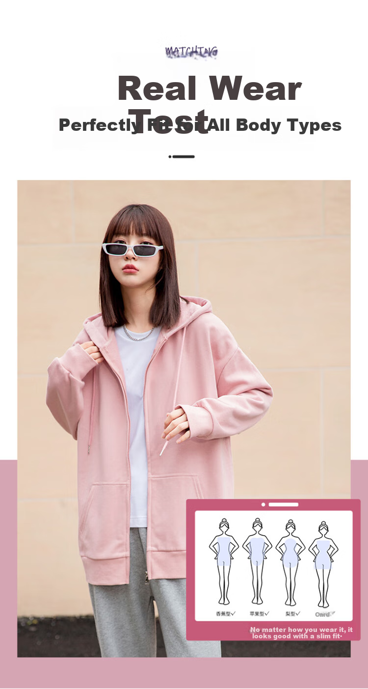 Jeanswest Hooded Sweatshirt for Women, Spring And Summer Zip-Up Cardigan, Loose-Fitting Simple Korean Style Casual Sports Jacket, Milk White, Size M 6