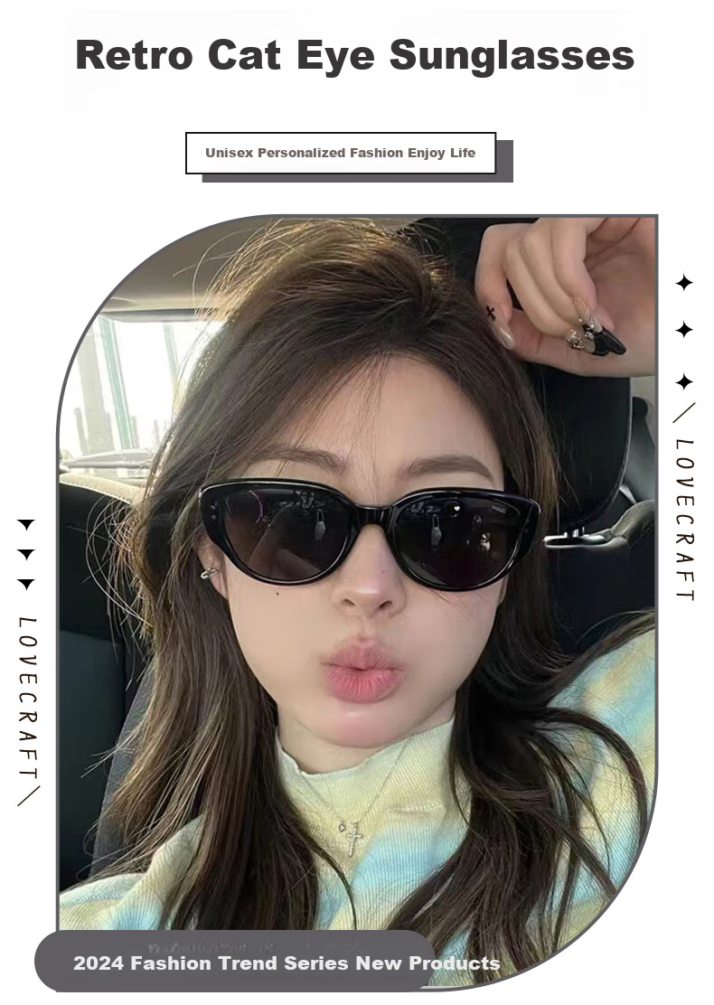 LOVECRAFT Folding Polarized 97-Black Frame Tea-Colored Lenses, Unisex Sun Protection Large Face Slimming Driving UV-Resistant Sunglasses 1