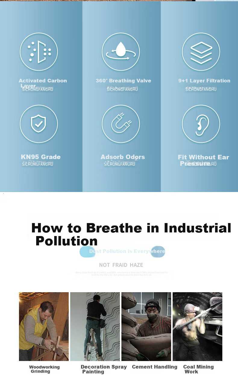 LOEWRO KN95 Head-Mounted Activated Carbon Mask, 50 Pieces with Breathing Valve, Industrial-Grade, Dust-Proof, Anti-Smog, Formaldehyde-Resistant KN95 Masks, Individually Packaged 3
