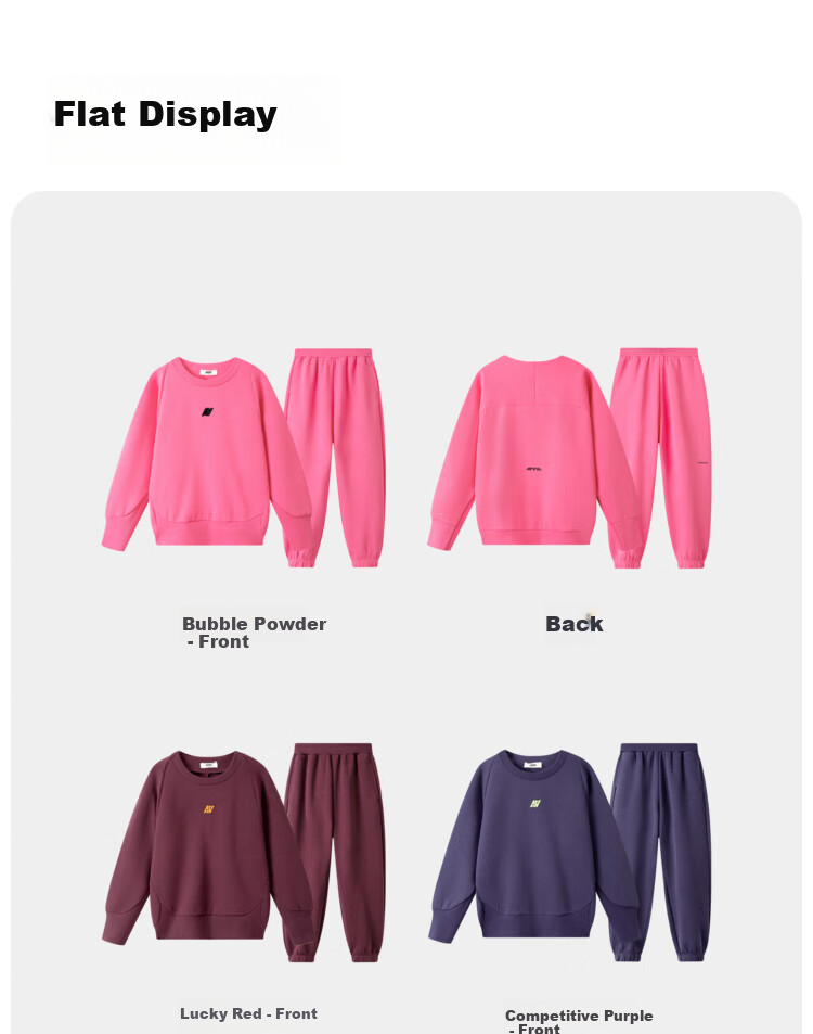 Annil Children's Clothing, Boys And Girls Round Neck Sweatshirt Set, 2024 Autumn New Fashion Warm Style, Athletic Purple, Size 110 10