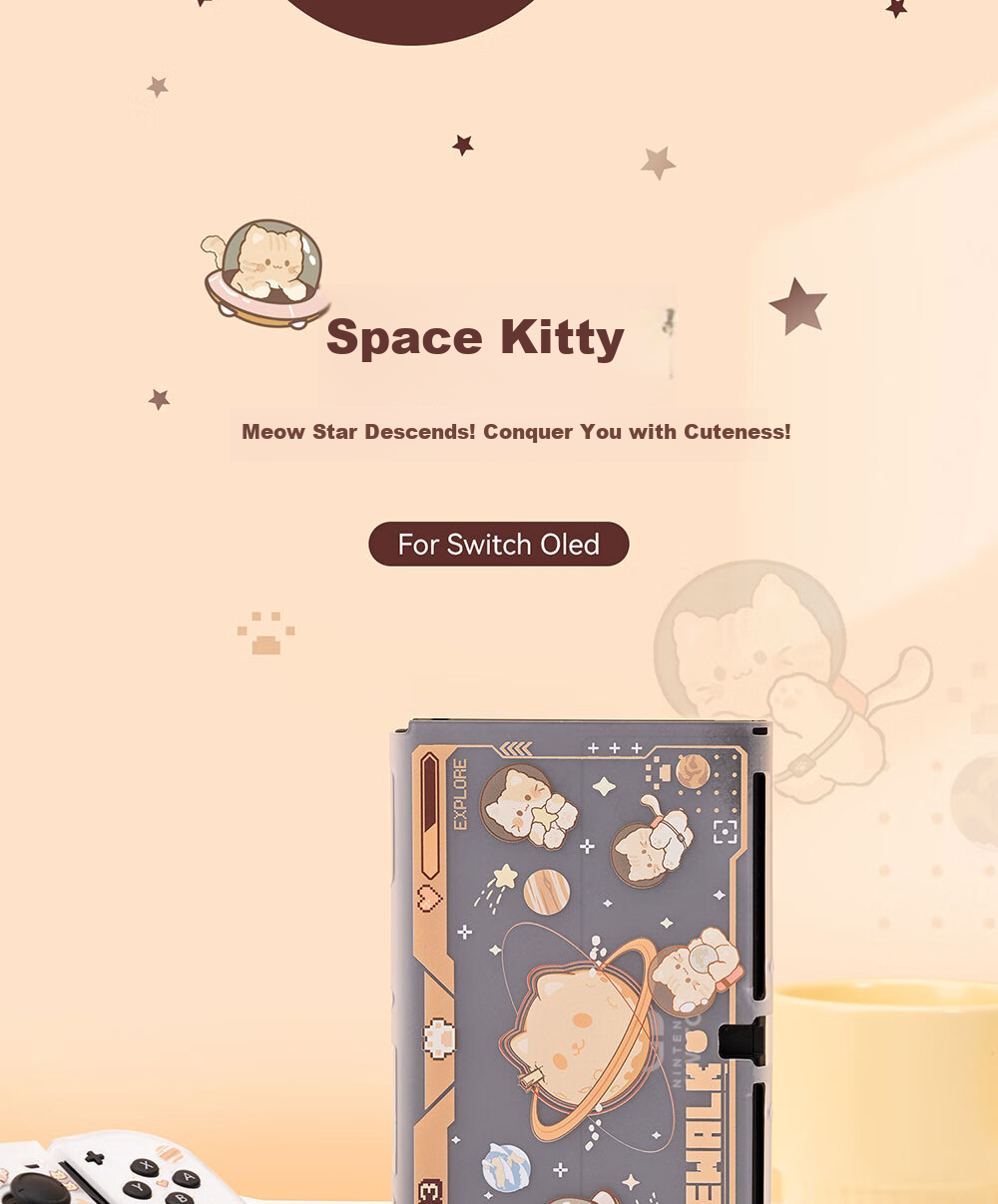 Jixiang Switch Protective Case, Oled Protective Case with Detachable Base, Shockproof And Drop-Resistant Hard Shell Handle Cover, Oled Cat Sickle Sack Protective Case 2