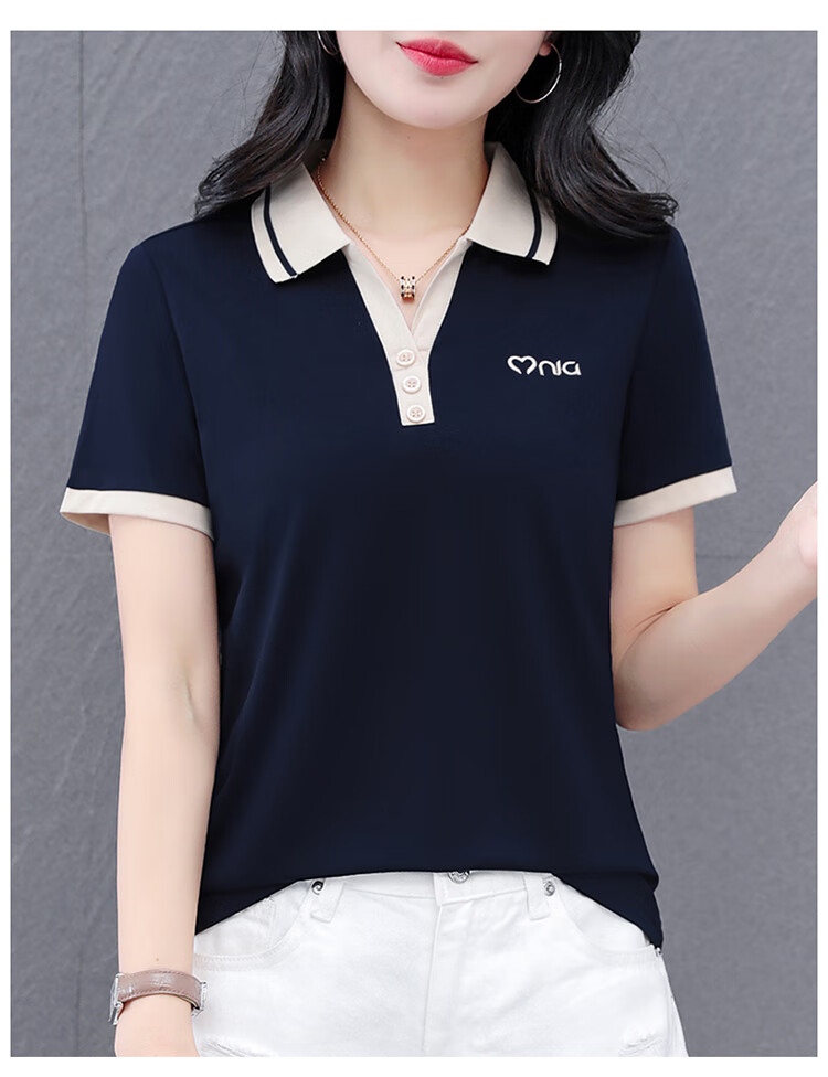 Woodpecker Women's Short Sleeve Polo Shirt Plus Size Slim Fit Red 2026 Spring Summer XL 23