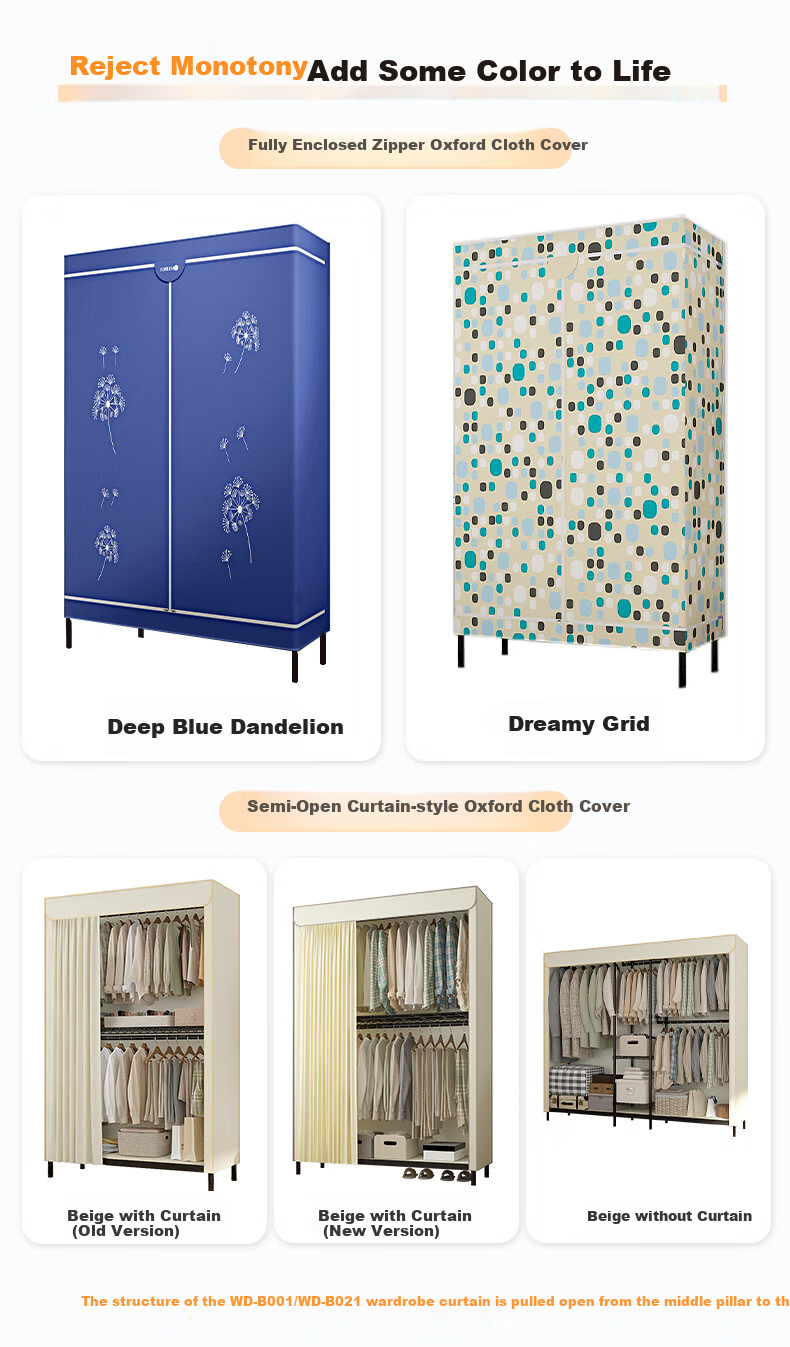 Chuanjing Floor-Standing Clothes Rack, Bedroom Metal Wardrobe Steel Frame, Double-Layer Home Coat Closet Combination Rack, Steel Shelf-Style Wardrobe 6