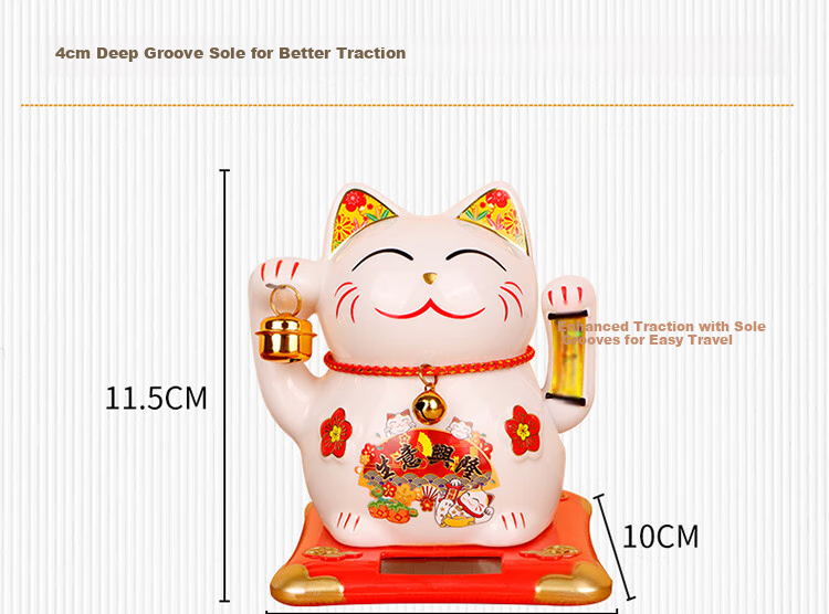 Jidukongjian Lucky Cat, Solar-Powered Automatic Waving Fortune Cat, Living Room Decoration, Housewarming Gift, Business Opening Present, Father's Day Gift 6