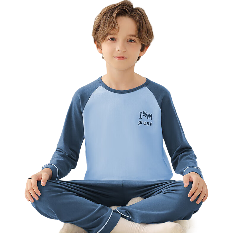 MiiOW Children's Pajamas for Boys And Girls [100% Cotton] Spring And Autumn Long Home Wear Set for Older Children, Baby Casual Outfit Set