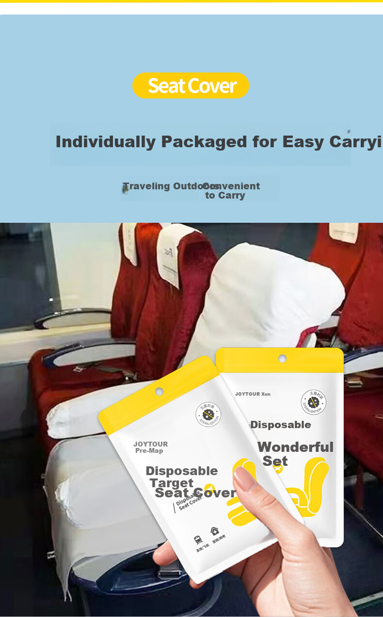 JOYTOUR Disposable Seat Covers for High-Speed Rail, Train, Airplane, And Car Seats - Thickened Anti-Dirt Seat Covers (Including Armrests) 2