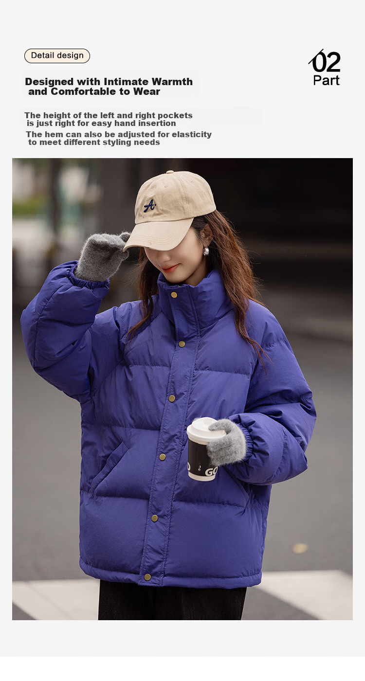 Dme [Light Warm Winter] Vintage Stand Collar 90% Duck Down Jacket for Petite Women, Warm Coat for Winter 7