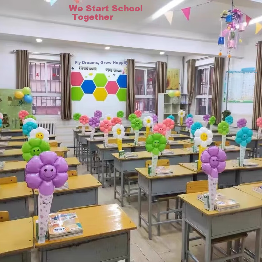 Yuanhui Children's Cheering Handheld Stick, 6 Sunflower Balloons, Birthday Party Outdoor Decoration, Mall Event
