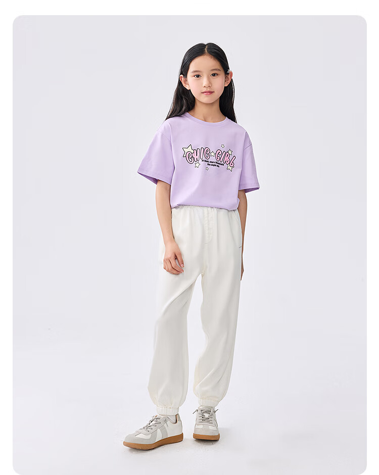 BALABALA Children's Clothing, Girls' Short-Sleeve T-Shirt, Summer Wear for Older Kids, Quick-Dry Sweet Printed Top, 208225117029 14