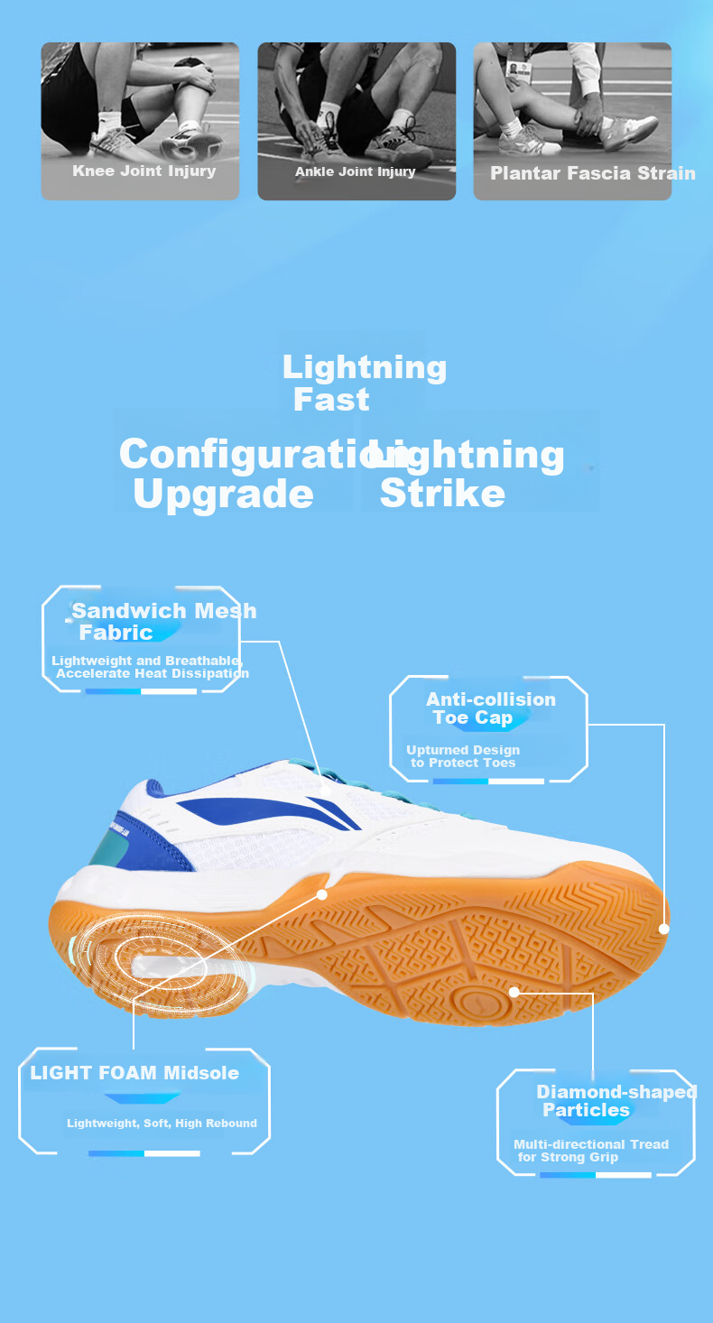 Li-Ning Badminton Shoes, Unisex Lightning Hero Professional Competition Training Sports Shoes, Non-Slip Wear-Resistant Invincible Foot Feel 3
