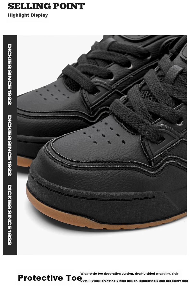 Dickies Men's Casual Sneakers, Breathable Versatile Height-Increasing Shoes, 74B All Black, Size 39 4