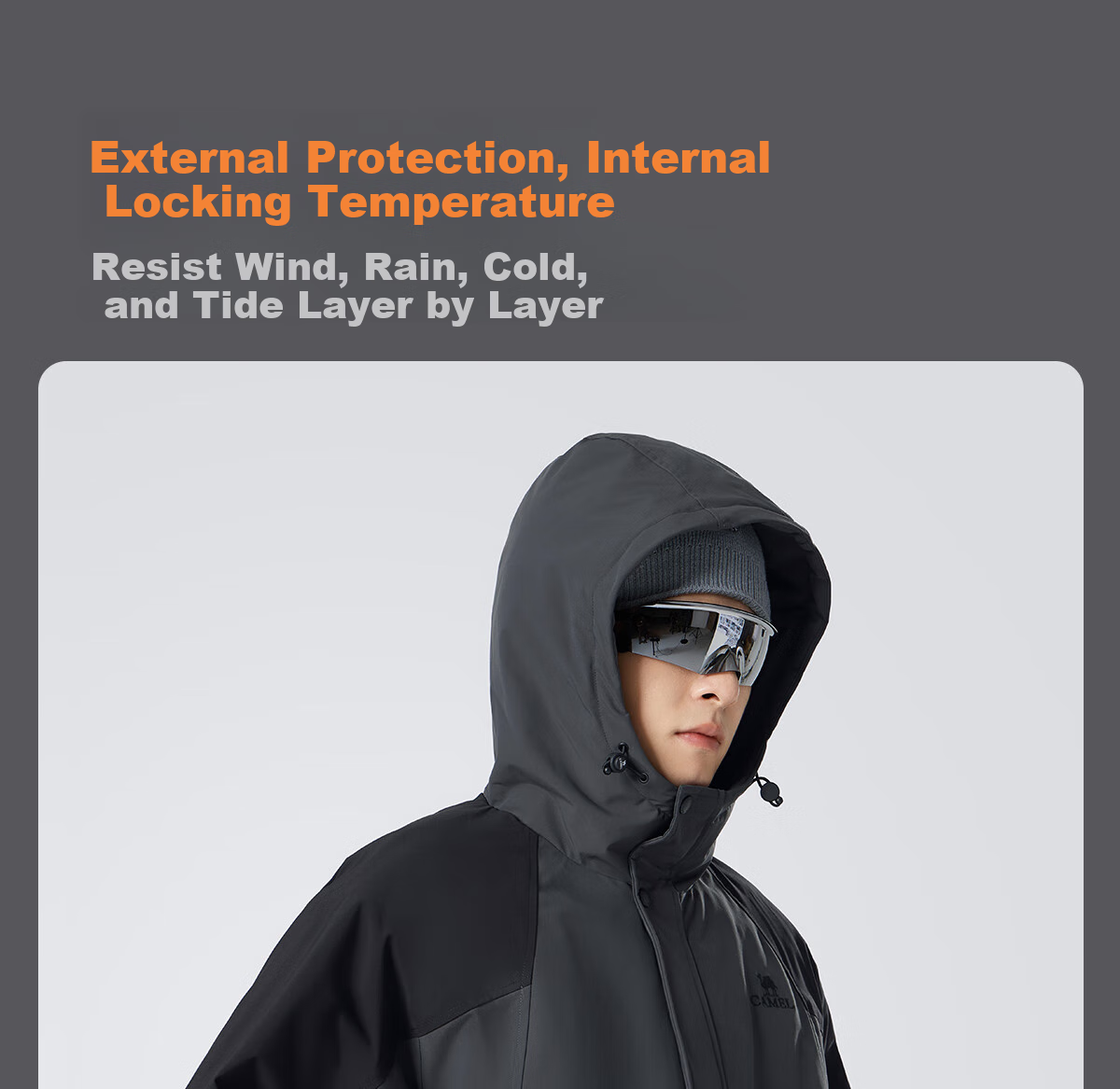 CAMEL Men's Cotton Jacket, Winter Urban Light Outdoor Fleece-Lined Waterproof Coat, Couple's Outerwear M13CA6V128C 3