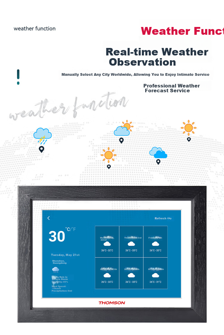 THOMSON Electronic Photo Album, 10.1-Inch Touchscreen Digital Frame, Picture And Video Player, Commemorative Gift, Holiday Present, Premium Wooden Frame, 1001w Black 11