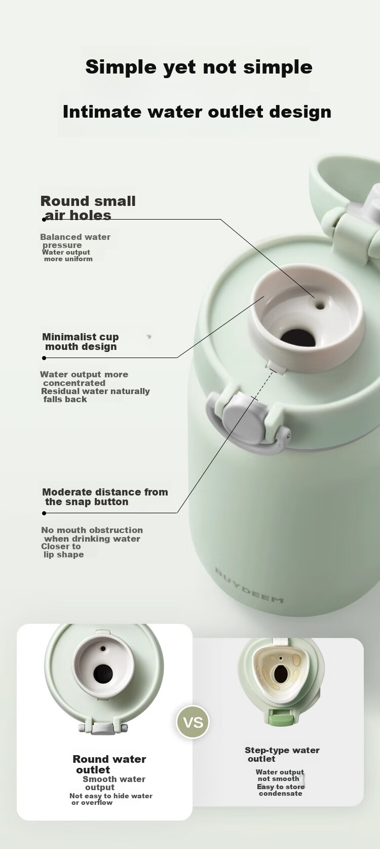 Buydeem Insulated Mug, 304 Stainless Steel Spring Lid Cup, Mini Portable Water Bottle for Male And Female Students, Mid-Autumn Festival Gift 4