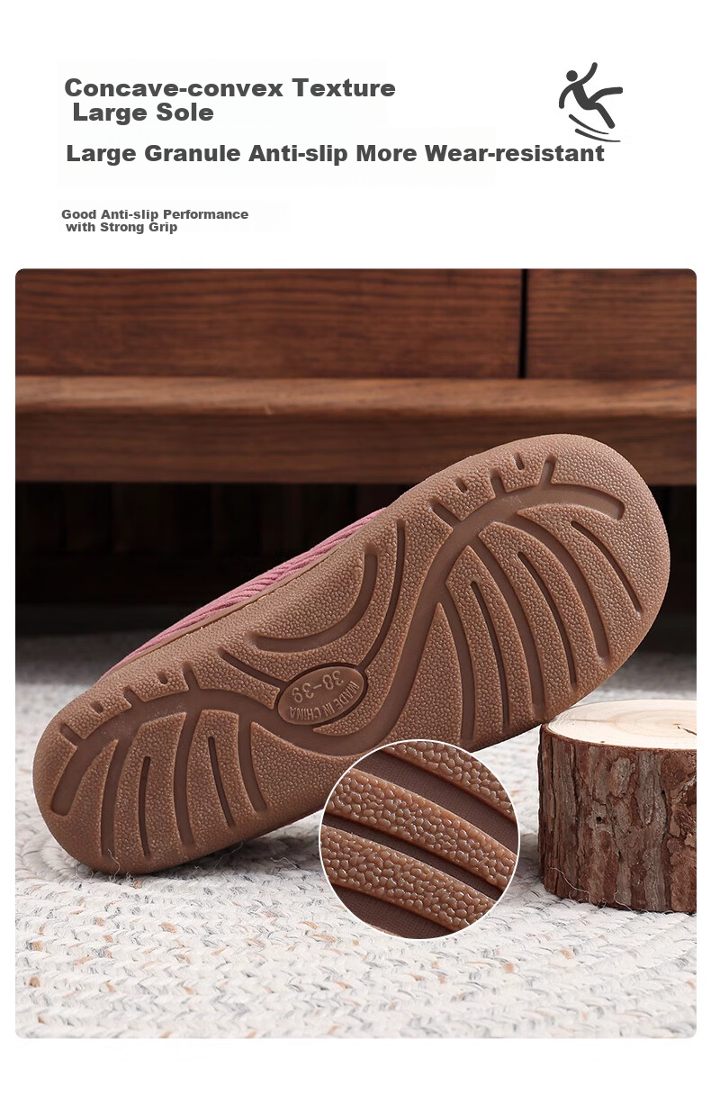 GUOLUOFEI Cotton Slippers Non-Slip for Men And Women with Heel, Middle-Aged And Elderly Home Wear Fleece-Lined Thick Warm Cotton Shoes Dark Gray Size 40-41 2