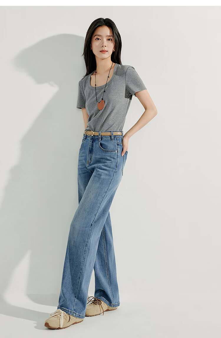 INMAN [Same Style As on Runway] French-Style Straight-Leg Jeans, 2026 Spring/summer Wide-Leg Trousers, Denim Blue, Size 27 11