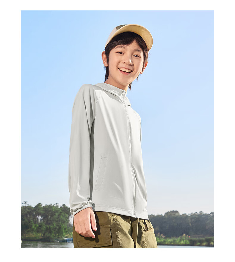 ERKE Children's Clothing, Boys And Girls Cardigan Jacket, Kids Summer Breathable Sun Protection Coat, Cream Sweet Peach Color, Size 170 18