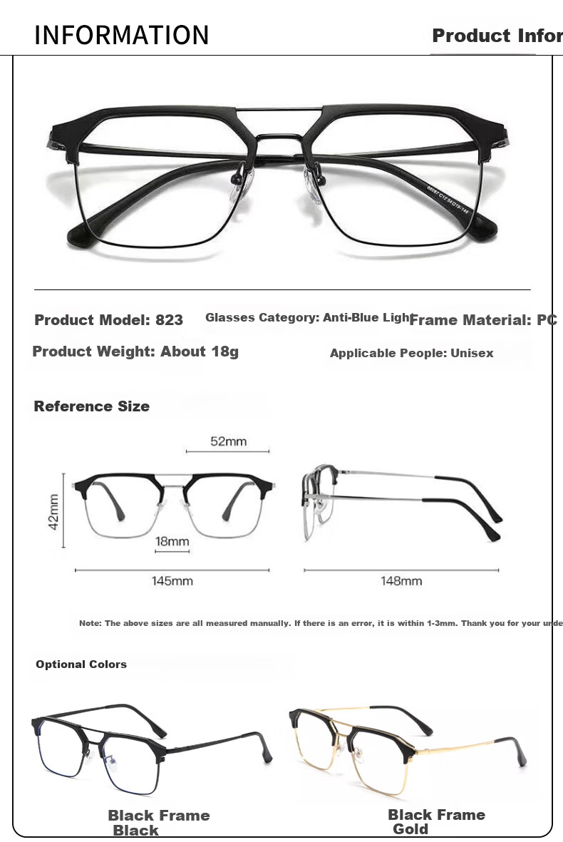 Baixiaoshe Blue Light Blocking Glasses-1962 [Gradient Frame], Retro Frame Anti-Radiation Unisex Non-Prescription Glasses 10
