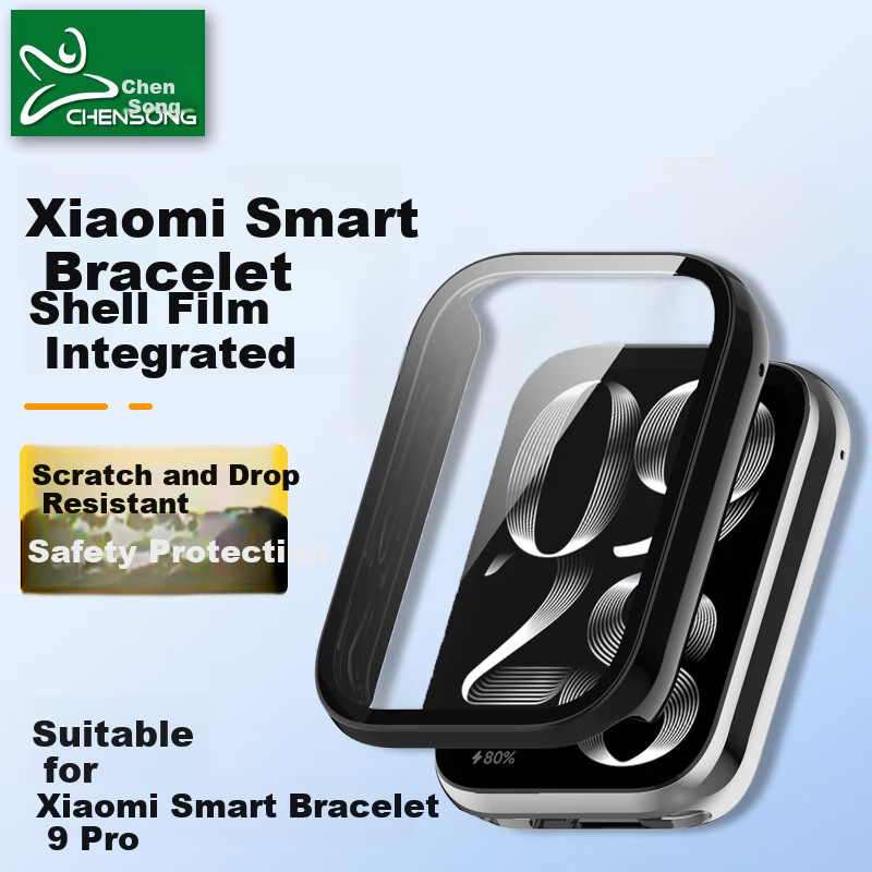 CHENSONG Protective Case for Xiaomi Band 9 Pro, Full Protection Film, Integrated Case And Screen Protector, Anti-Scratch, Anti-Fingerprint, Shockproof Hard Shell