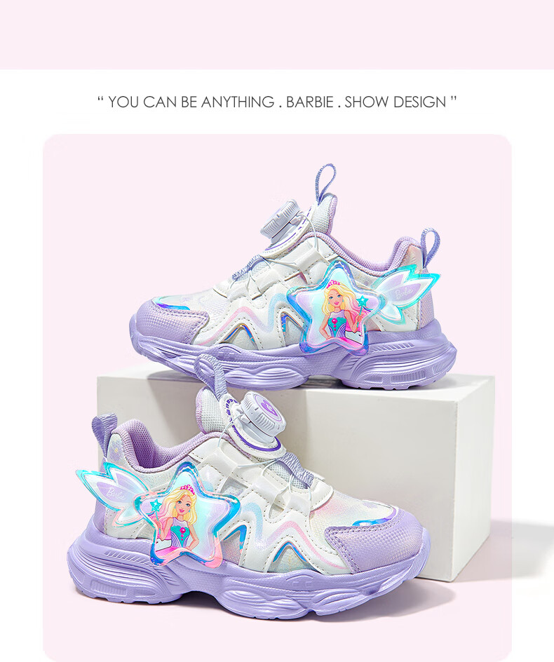 Barbie Girls' Spring And Autumn Single-Lining Princess-Style Sneakers with Rotary Buckle for Running, DA6703 Pink Size 30 11