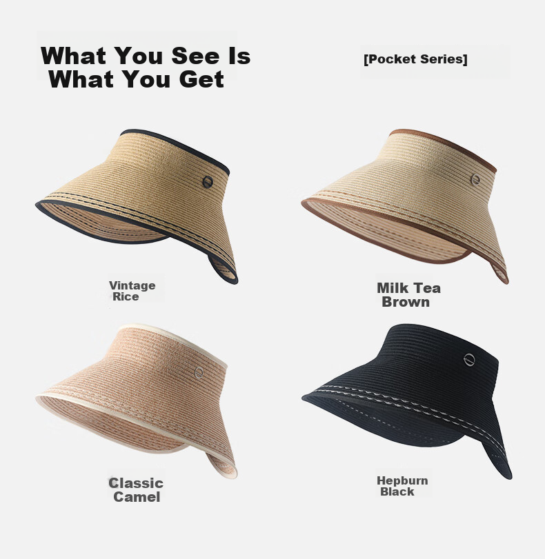 Kenmont Hepburn Style French Open-Top Sun Protection Straw Hat for Women Spring Summer Foldable Wide Brim Full Face Sun Hat KM-6058 9