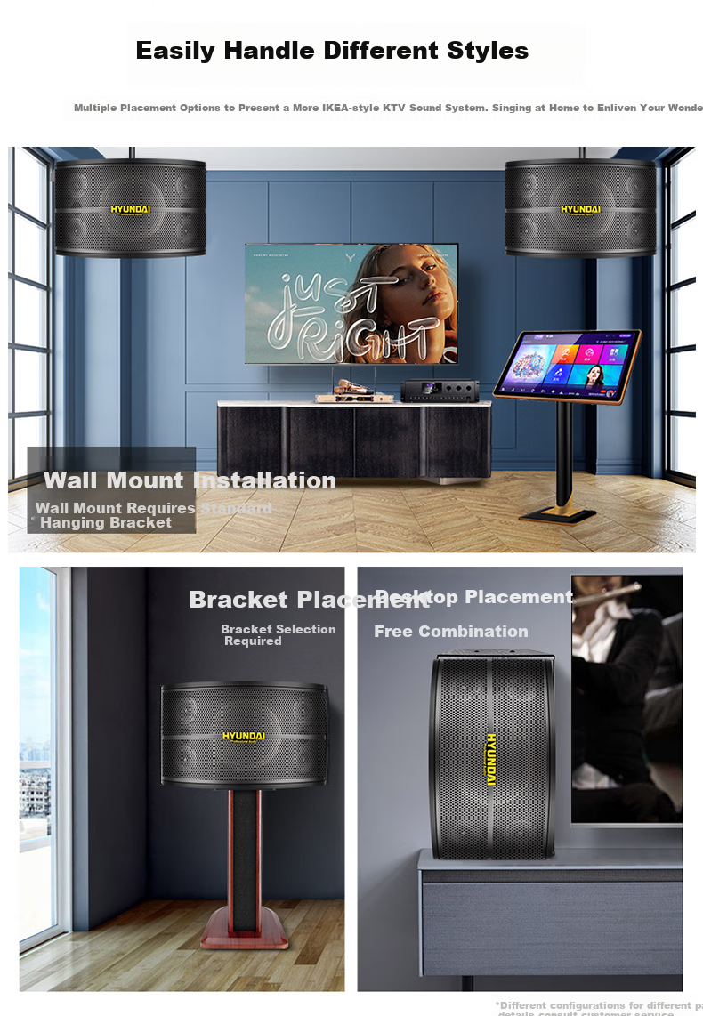 HYUNDAI Modern HY110K Home KTV Sound System Set, All-In Voice-Controlled Karaoke Machine, Living Room Singing Sound System Complete Equipment 3