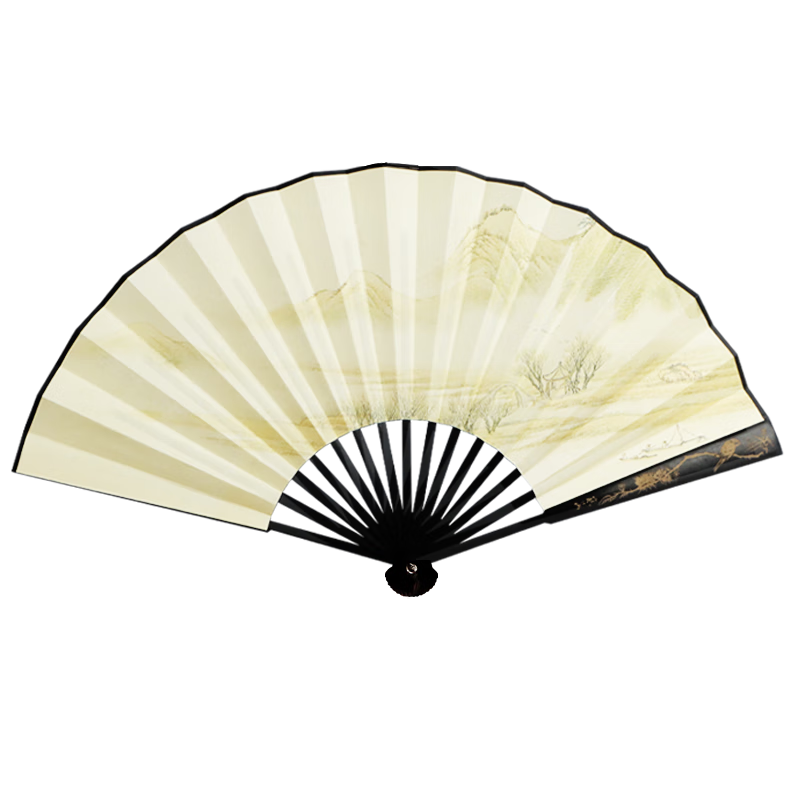 Extreme Space Traditional Chinese Folding Fan Ink Style Hanfu Ancient Costume Summer Folding Fan Shanju Fishing Charm