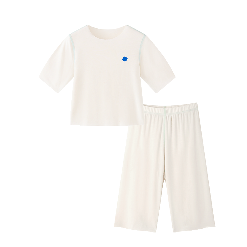 Babycare Camellia Children's Homewear Spring Summer Modal Lightweight Pajama Set Shell White 130