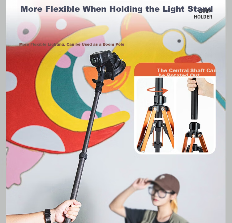 Fotopro TR-02A Portable Reverse Folding Aluminum Alloy Tripod, Photography Studio Stand, Photo LED Host Light Stand, Studio Light Tripod 18