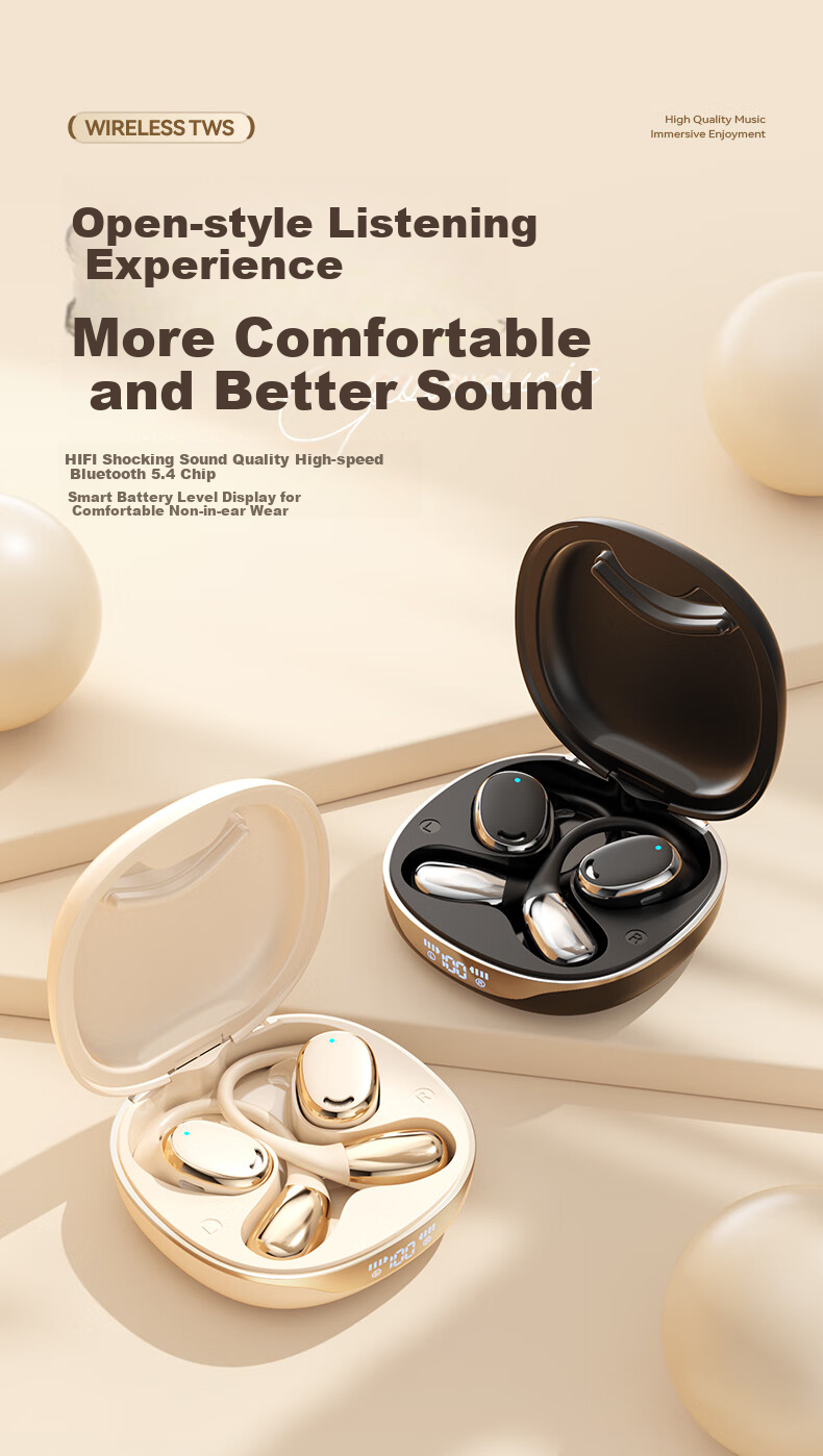 Zhigao Bluetooth Headphones, Bone Conduction Concept, IPX4 Waterproof, ENC Calling Noise Reduction, Open-Ear Non-In Sports Running Earphones 1