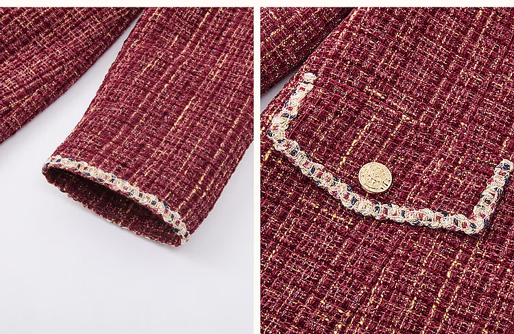 Dme [Qianjin Madeleine] Winter Socialite Little Chanel Style V-Neck Tassel Frayed Ribbon A-Line Mid-Length Dress for Women 9