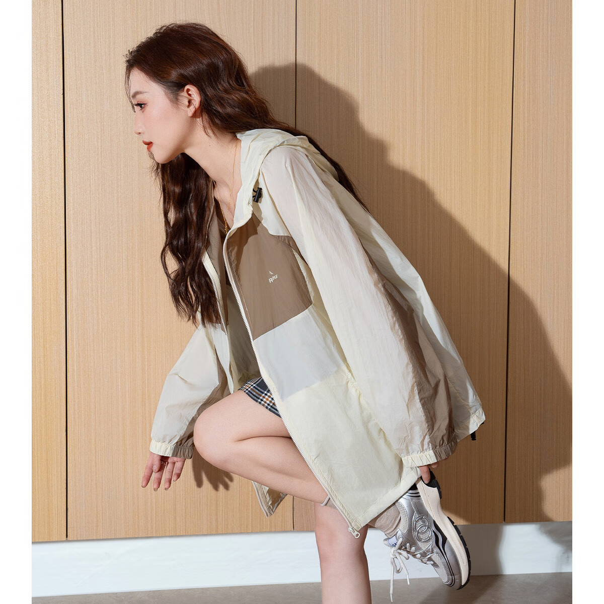 TonLion 2026 Women's Hooded Contrasting Color Patchwork Jacket, Workwear Coat, Simple Women's Outerwear, Casual Cardigan for Wome