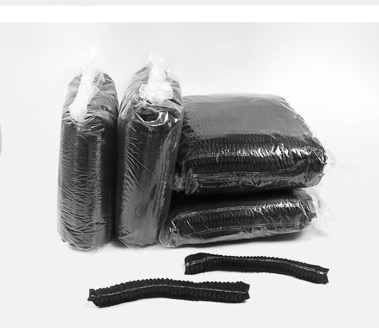 Minggu Disposable Head Cover Kitchen Dustproof Strip Cap Mesh Cap Non-woven Dustproof Black Double Rib 100pcs CW184924 6