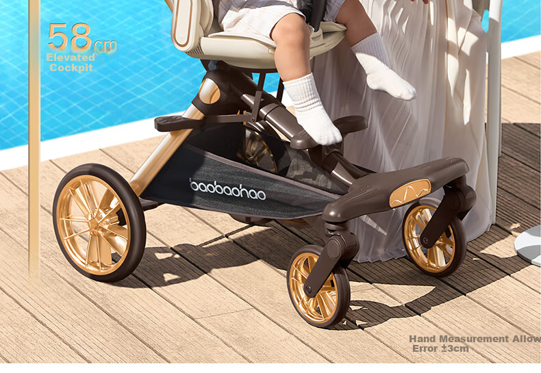 BabyGood V16MAX Yunqi Sand Stroller Large Wheel High Landscape One-Click Folding Sit and Recline Baby Stroller 17
