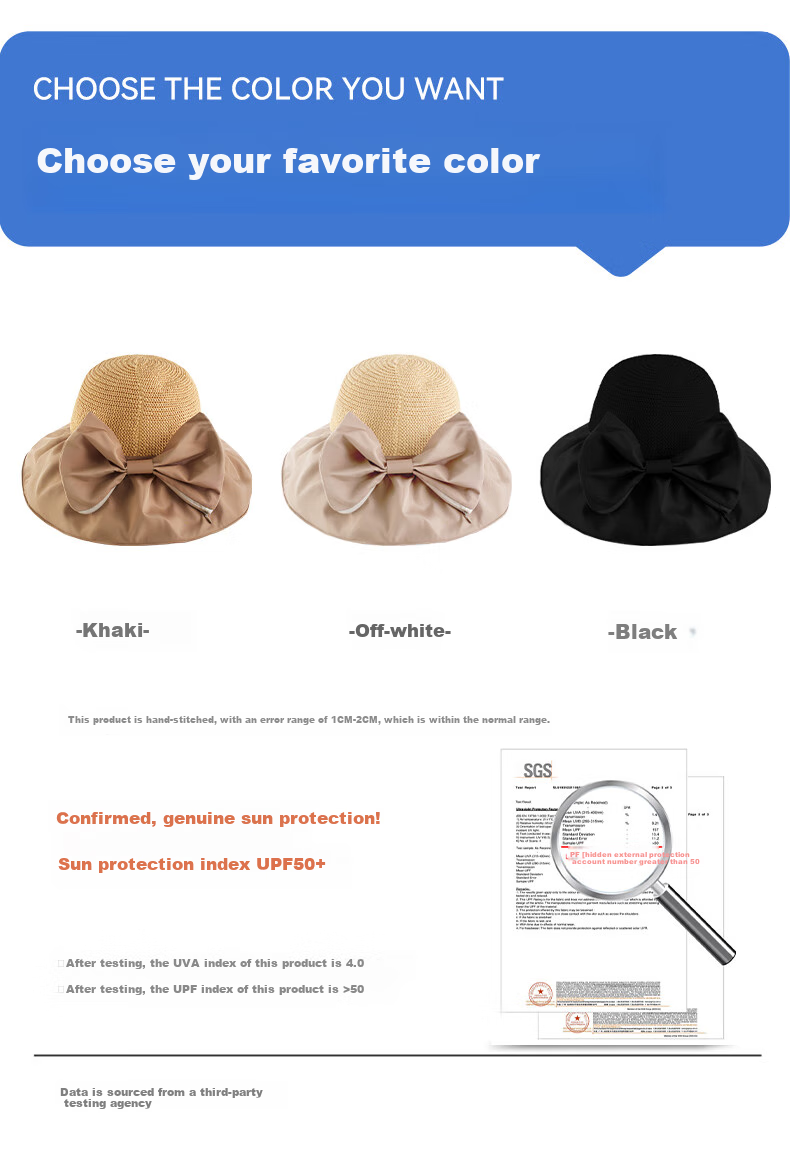 FitonTon Women's Wide Brim Sun Hat, UV Protection Black Gel Visor Cap, Summer Outdoor Versatile Straw Hat 13