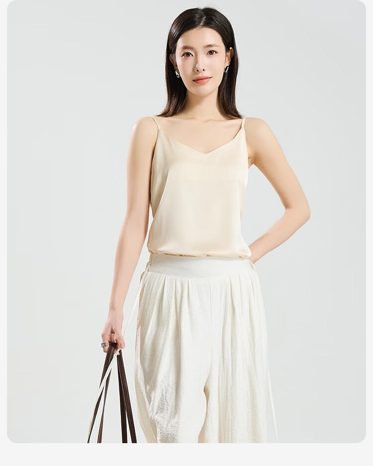 Dushiliren Women's Champagne-Colored Backless Camisole, Faux Silk Top, Spring And Summer Satin Slim-Fit Blazer, Inner Wear, Seamless Undershirt 5